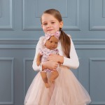 Lalka niemowlę ze smoczkiem, w ubranku w kwiatuszki i opasce, różowe / LullaBaby