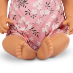 Lalka niemowlę ze smoczkiem, w ubranku w kwiatuszki i opasce, różowe / LullaBaby