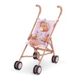 Lalka niemowlę ze smoczkiem, w ubranku w kwiatuszki i opasce, fioletowa / LullaBaby