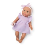 Lalka niemowlę ze smoczkiem, w sukience i opasce, wersja fioletowa / LullaBaby