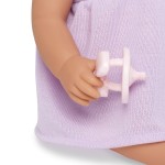 Lalka niemowlę ze smoczkiem, w sukience i opasce, wersja fioletowa / LullaBaby