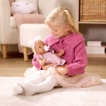 Lalka niemowlę ze smoczkiem, w sukience i opasce, wersja różowa / LullaBaby