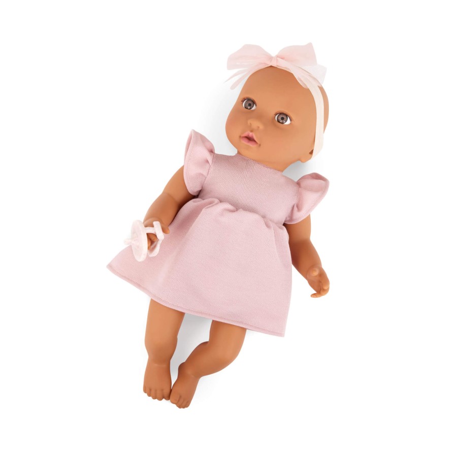 Lalka niemowlę ze smoczkiem, w sukience i opasce, wersja różowa / LullaBaby