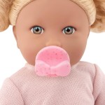 Lalka niemowlę z włosami i smoczkiem, w dwuczęściowym ubranku - blondynka / LullaBaby