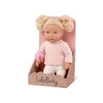 Lalka niemowlę z włosami i smoczkiem, w dwuczęściowym ubranku - blondynka / LullaBaby