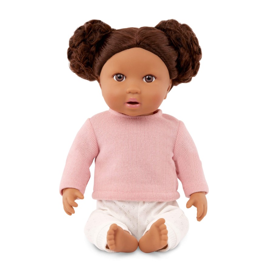 Lalka niemowlę z włosami i smoczkiem, w dwuczęściowym ubranku - szatynka / LullaBaby