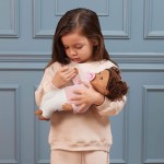 Lalka niemowlę z włosami i smoczkiem, w dwuczęściowym ubranku - szatynka / LullaBaby