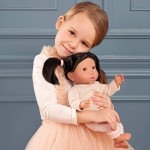Lalka niemowlę z włosami i smoczkiem, w dwuczęściowym ubranku - brunetka / LullaBaby