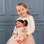 Lalka niemowlę z włosami i smoczkiem, w dwuczęściowym ubranku - brunetka / LullaBaby