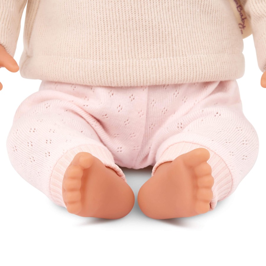 Lalka niemowlę z włosami i smoczkiem, w dwuczęściowym ubranku - brunetka / LullaBaby