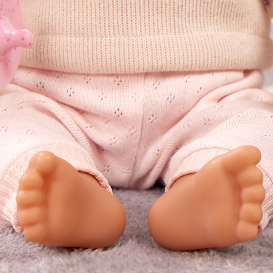 Lalka niemowlę z włosami i smoczkiem, w dwuczęściowym ubranku - brunetka / LullaBaby