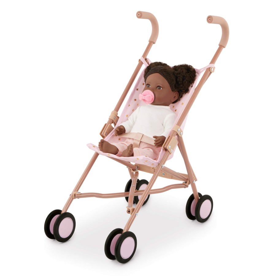 Lalka niemowlę z włosami i smoczkiem, w dwuczęściowym ubranku - ciemnoskóra brunetka / LullaBaby