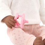 Lalka niemowlę z włosami i smoczkiem, w dwuczęściowym ubranku - ciemnoskóra brunetka / LullaBaby