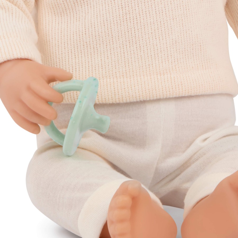 Lalka niemowlę chłopiec z włosami i smoczkiem, w dwuczęściowym ubranku - blondyn / LullaBaby