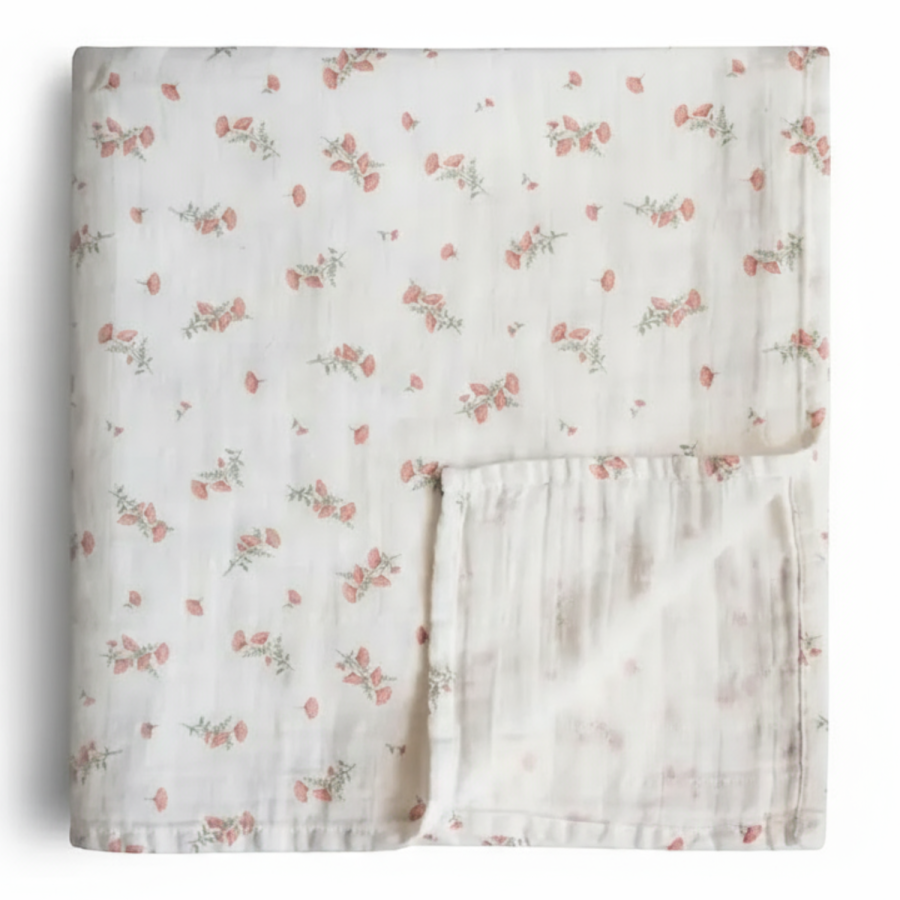 Otulacz z ogarnicznej bawełny - Pink Flower / Mushie