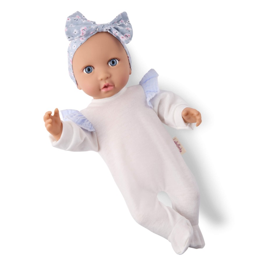 Lalka niemowlę ze smoczkiem, w sukience i opasce, z dodatkowymi śpioszkami i kubkiem niekapkiem / LullaBaby