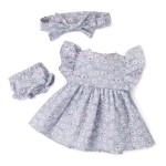 Lalka niemowlę ze smoczkiem, w sukience i opasce, z dodatkowymi śpioszkami i kubkiem niekapkiem / LullaBaby