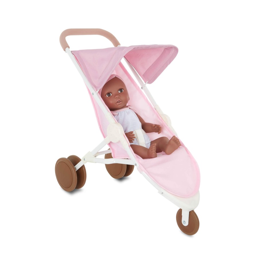 Combo dla lalki niemowlaka – krzesełko do karmienia, kojec i spacerówka, wersja różowa / LullaBaby