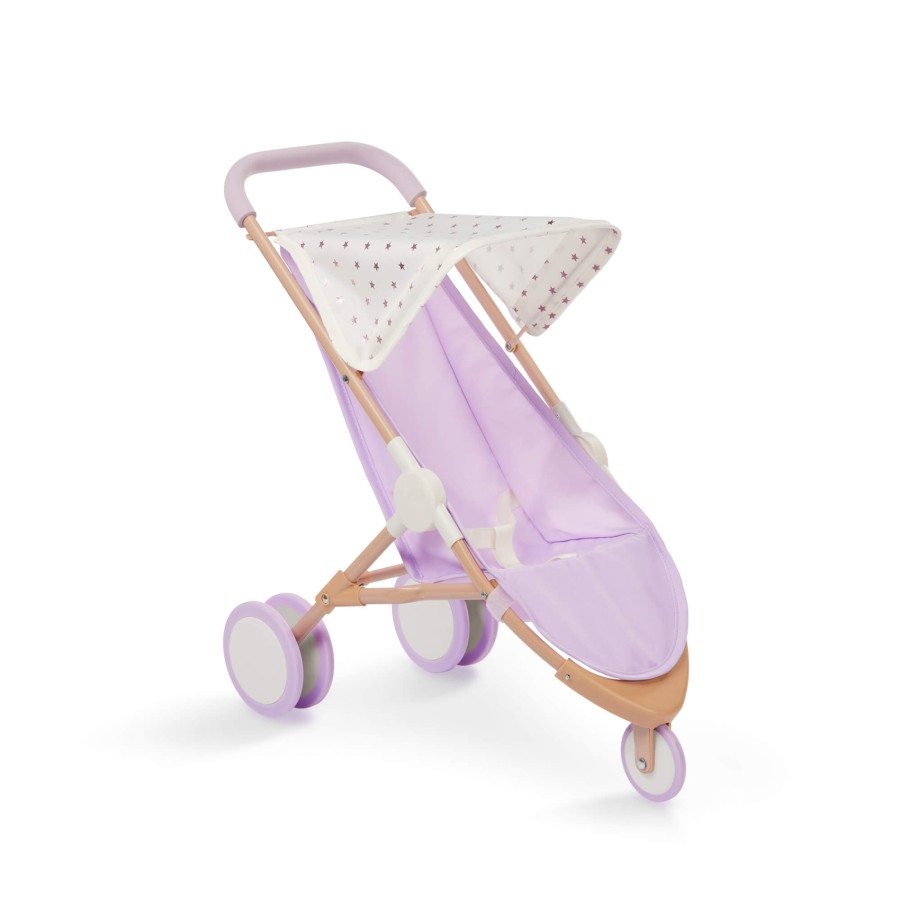 Combo dla lalki niemowlaka – krzesełko do karmienia, kojec i spacerówka, wersja fioletowa / LullaBaby