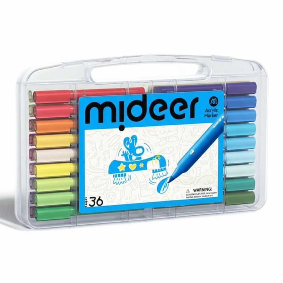 Markery akrylowe z pędzelkową końcówką w walizce (36 kolorów) / Mideer