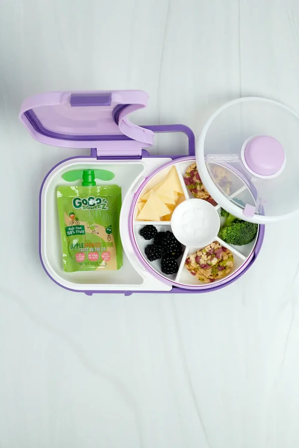 LUNCHBOX & SNACK SPINNER 2IN1 śniadaniówka dla dzieci, Grape Purple / GOBE