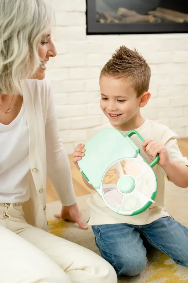 LUNCHBOX & SNACK SPINNER 2IN1 śniadaniówka dla dzieci, Sage Green / GOBE