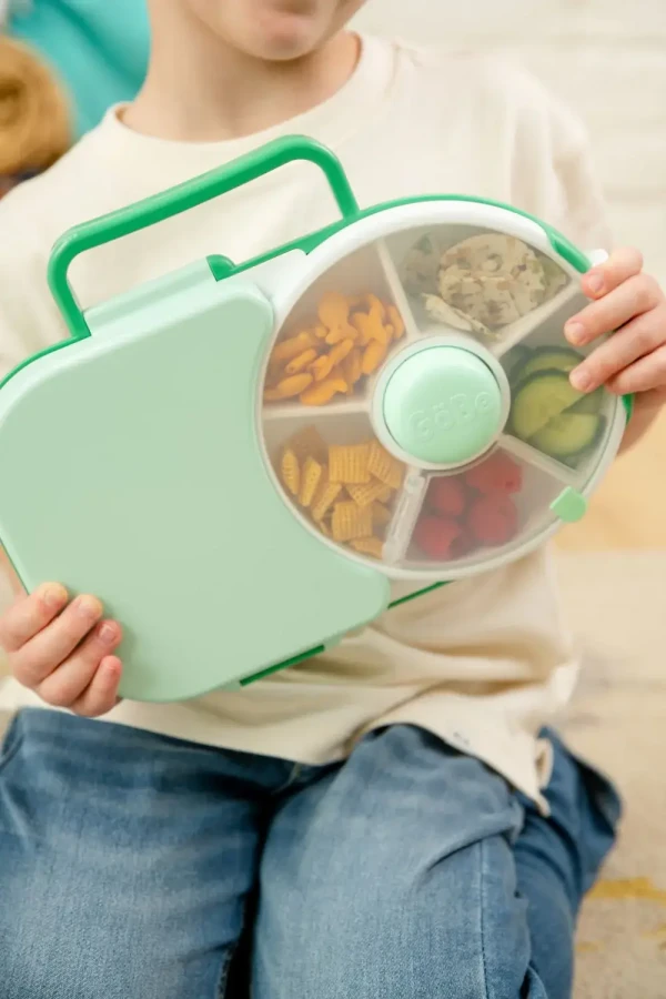 LUNCHBOX & SNACK SPINNER 2IN1 śniadaniówka dla dzieci, Sage Green / GOBE
