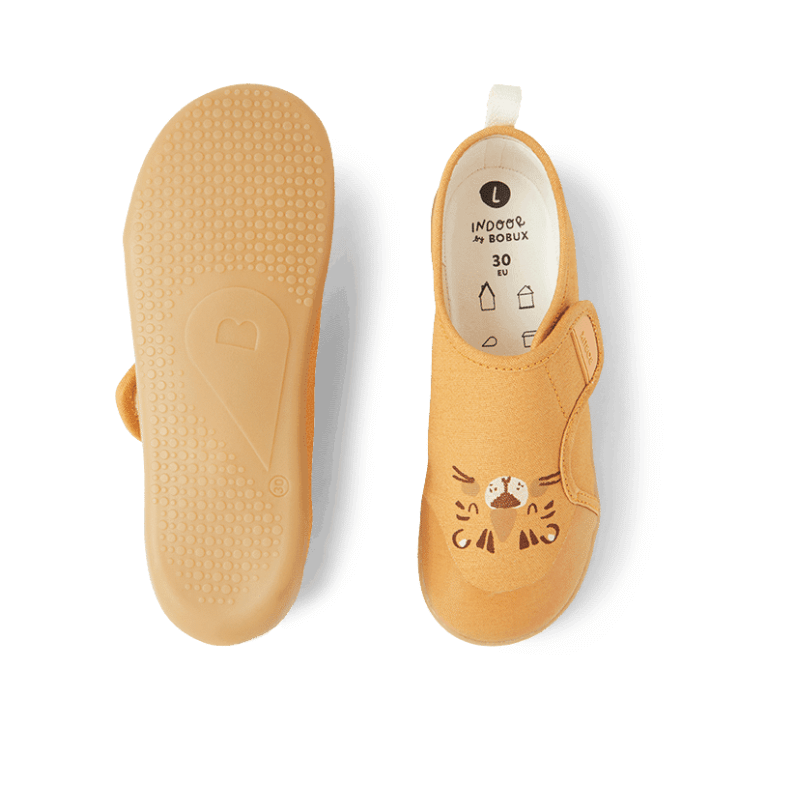 Bawełniane kapcie z gumową podeszwą Indie - Leo Oak Buff / Bobux