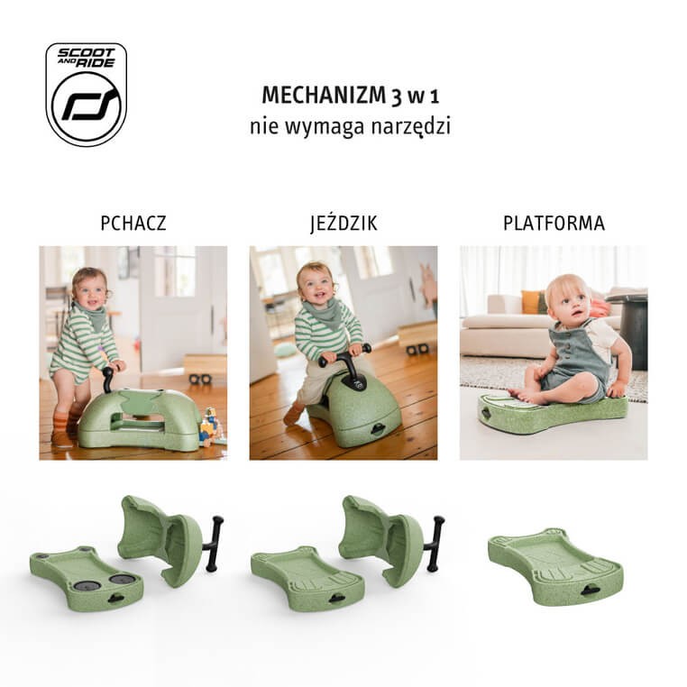My First - ewolucyjny jeździk pchacz 3w1 6 m+ Olive / Scootandride