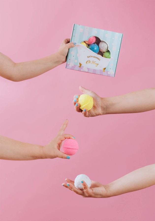 Musujące mini kule kąpielowe, zestaw 7 sztuk, podwodne bomby, bez konserwantów, bez parabenów / Oh Flossy