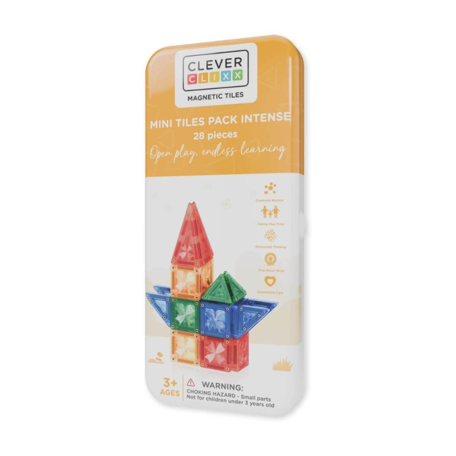 Klocki magnetyczne Mini Tiles Pack Intense 28 el. / Cleverclixx
