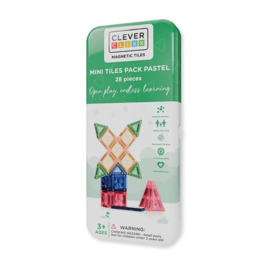 Klocki magnetyczne Mini Tiles Pack Pastel 28 el. / Cleverclixx