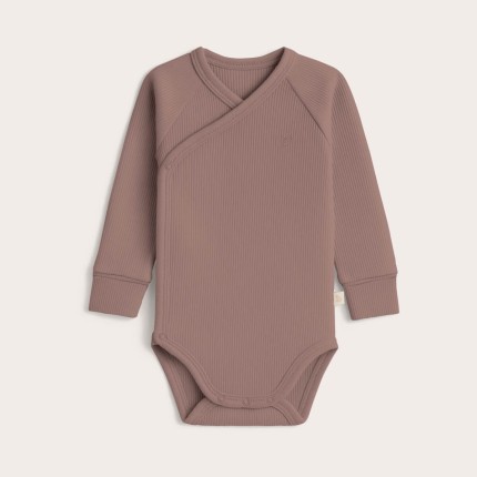 Body kopertowe z prążkowanej dzianiny z długim rękawem - Vintage Rose / Babysteps