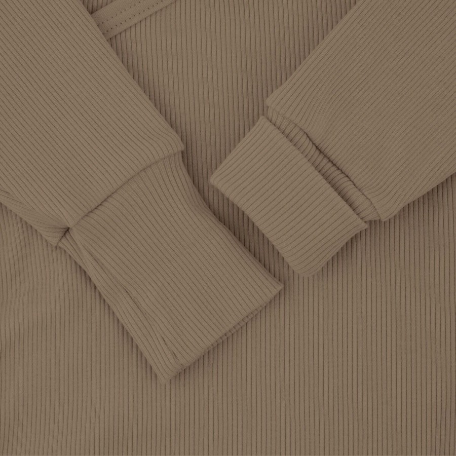 Body kopertowe z prążkowanej dzianiny z długim rękawem - Taupe / Babysteps