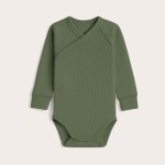 Body kopertowe z prążkowanej dzianiny z długim rękawem - Green Olive / Babysteps