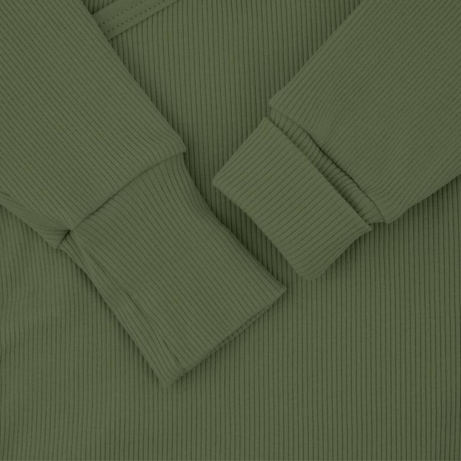 Body kopertowe z prążkowanej dzianiny z długim rękawem - Green Olive / Babysteps