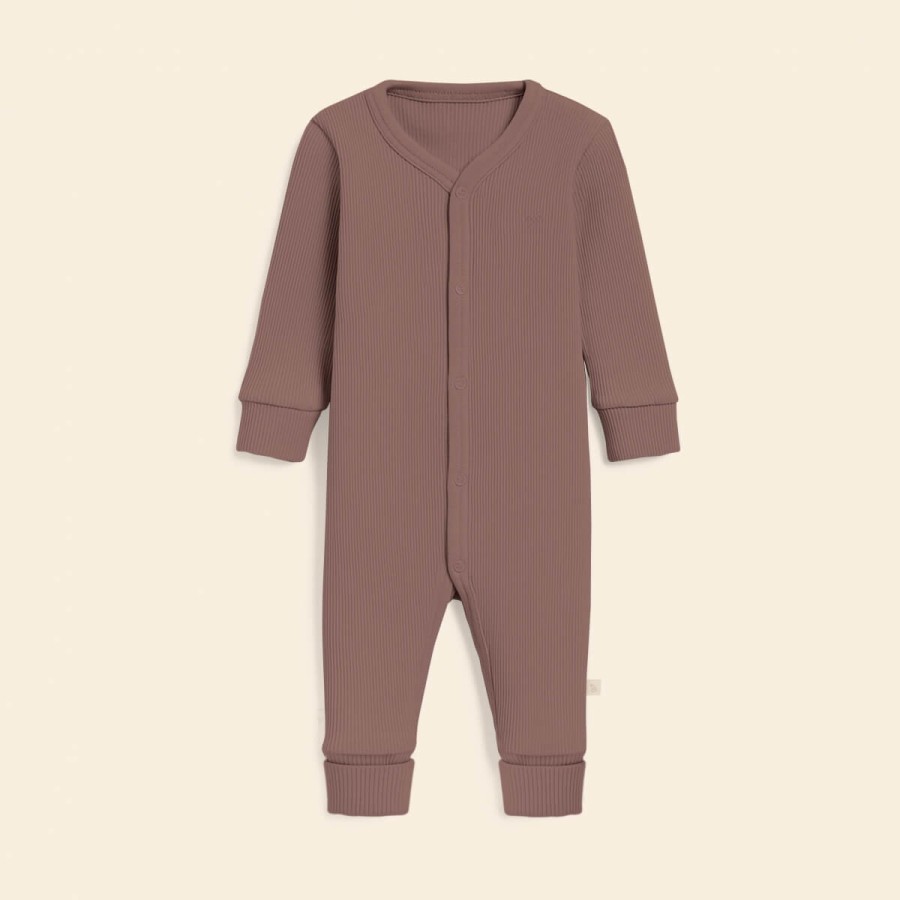 Rampers niemowlęcy z prążkowanej dzianiny z regulacją - Vintege Rose / Babysteps