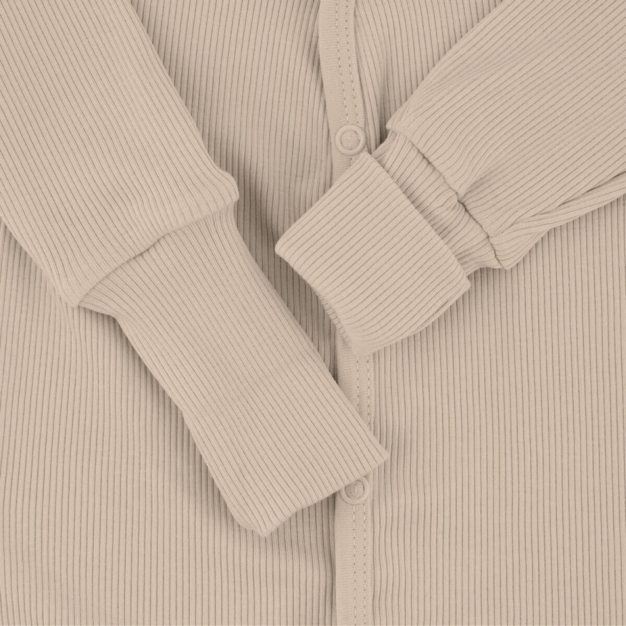 Rampers niemowlęcy z prążkowanej dzianiny z regulacją - Light Beige / Babysteps