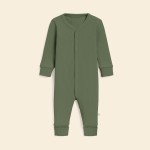 Rampers niemowlęcy z prążkowanej dzianiny z regulacją - Green Olive / Babysteps