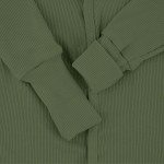 Rampers niemowlęcy z prążkowanej dzianiny z regulacją - Green Olive / Babysteps