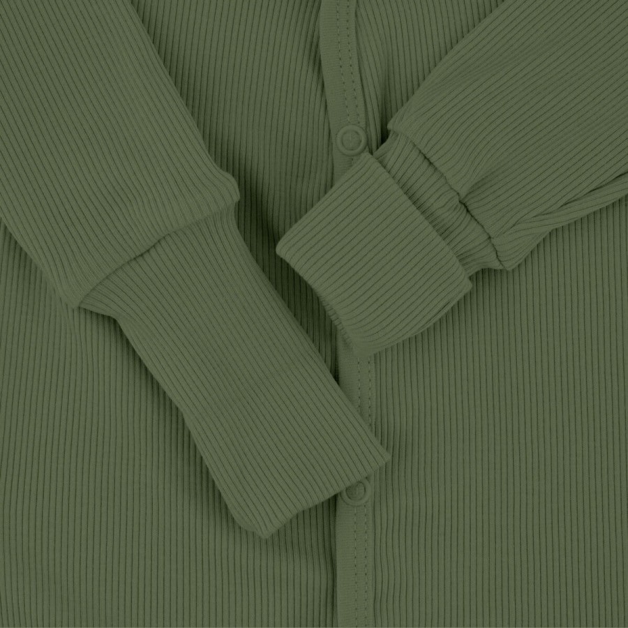 Rampers niemowlęcy z prążkowanej dzianiny z regulacją - Green Olive / Babysteps