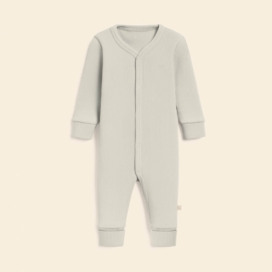 Rampers niemowlęcy z prążkowanej dzianiny z regulacją - Cream / Babysteps