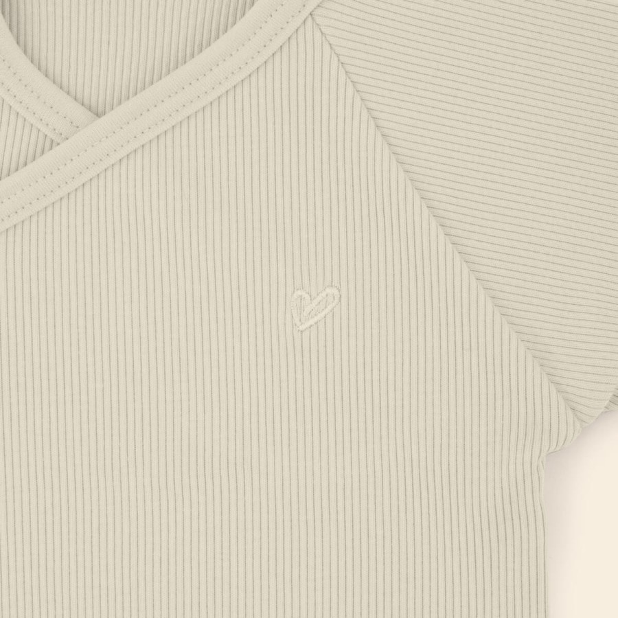 Rampers niemowlęcy z prążkowanej dzianiny z regulacją - Cream / Babysteps