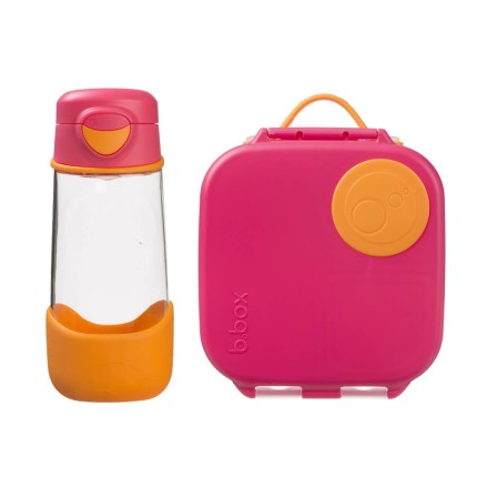 Zestaw Sportowa butelka tritanowa 450 ml + Mini Lunchbox - Strawberry Shake / B.box