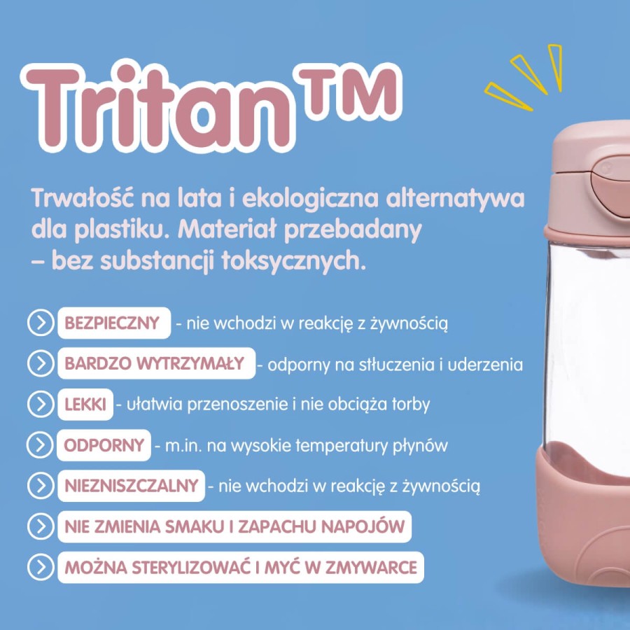 Zestaw Sportowa butelka tritanowa 450 ml + Mini Lunchbox - Strawberry Shake / B.box