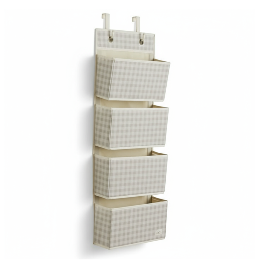 Organizer na drzwi wiszący Gingham Beige / 3 Sprouts