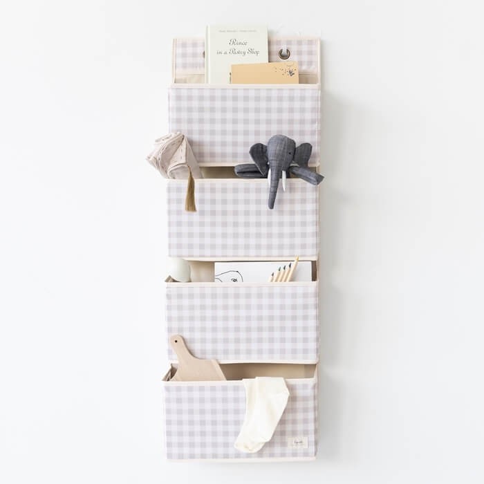 Organizer na drzwi wiszący Gingham Beige / 3 Sprouts