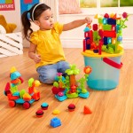 Jungle Adventure Bucket - klocki jeżyki w wiadrze - zestaw DŻUNGLA, 128 elementów / B.Toys