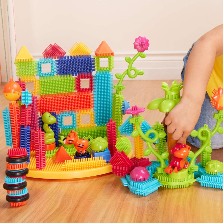 Jungle Adventure Bucket - klocki jeżyki w wiadrze - zestaw DŻUNGLA, 128 elementów / B.Toys