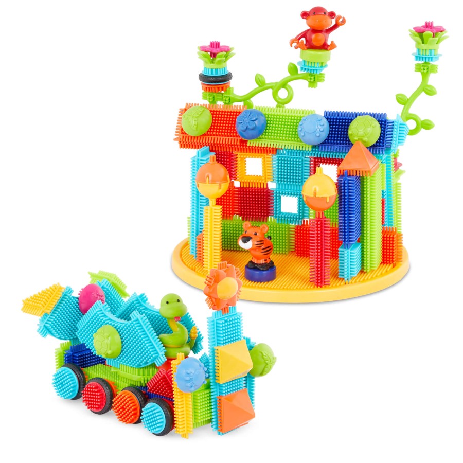 Jungle Adventure Bucket - klocki jeżyki w wiadrze - zestaw DŻUNGLA, 128 elementów / B.Toys